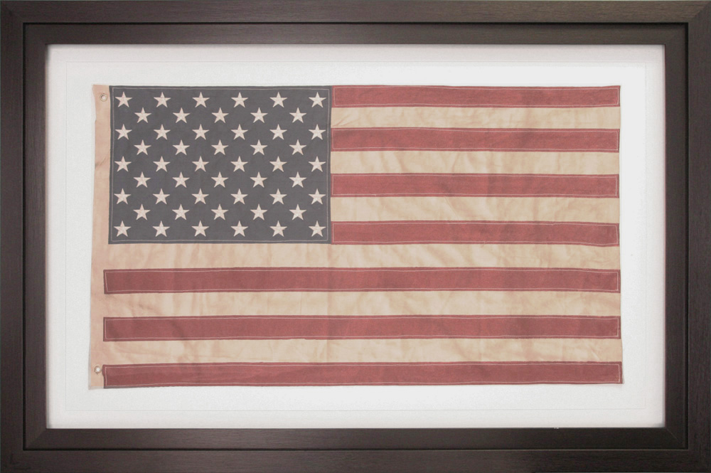 AO114 Wall décor art framed print Stars & Stripes brown frame